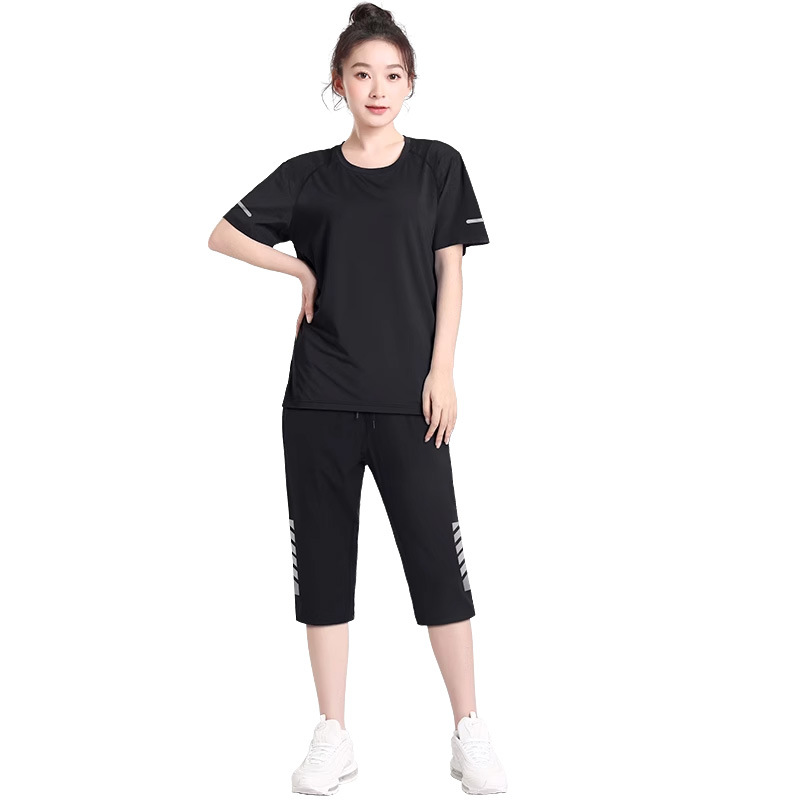Traje deportivo de mujer ropa de fitness de verano de secado rápido camiseta delgada de yoga de tamaño grande suelta camisa de manga corta ropa para correr