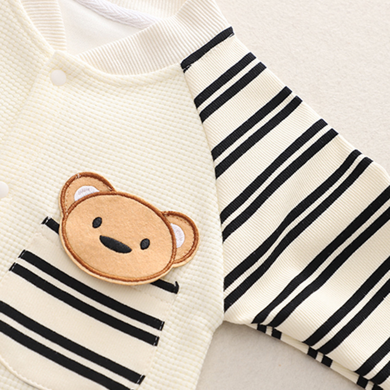 Ropa de primavera para bebé mono manga raglán a rayas mameluco de dibujos animados luna llena bebé lindo oso traje de escalada coreano primavera y otoño