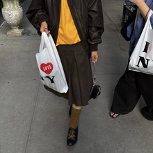 现货 2025秋季新韩国东大门th*Bar*net美拉德棕色A字百褶裙半身裙