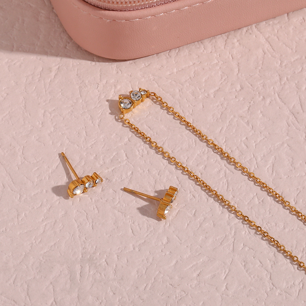 Womenu0027S Fashion Geometric Stainless Steel Ear Studs Necklace Geometry Plating Metal Artificial P