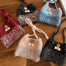 egg新款秋冬季韩版手工编织包包可爱手机包女针织毛线百搭斜跨包