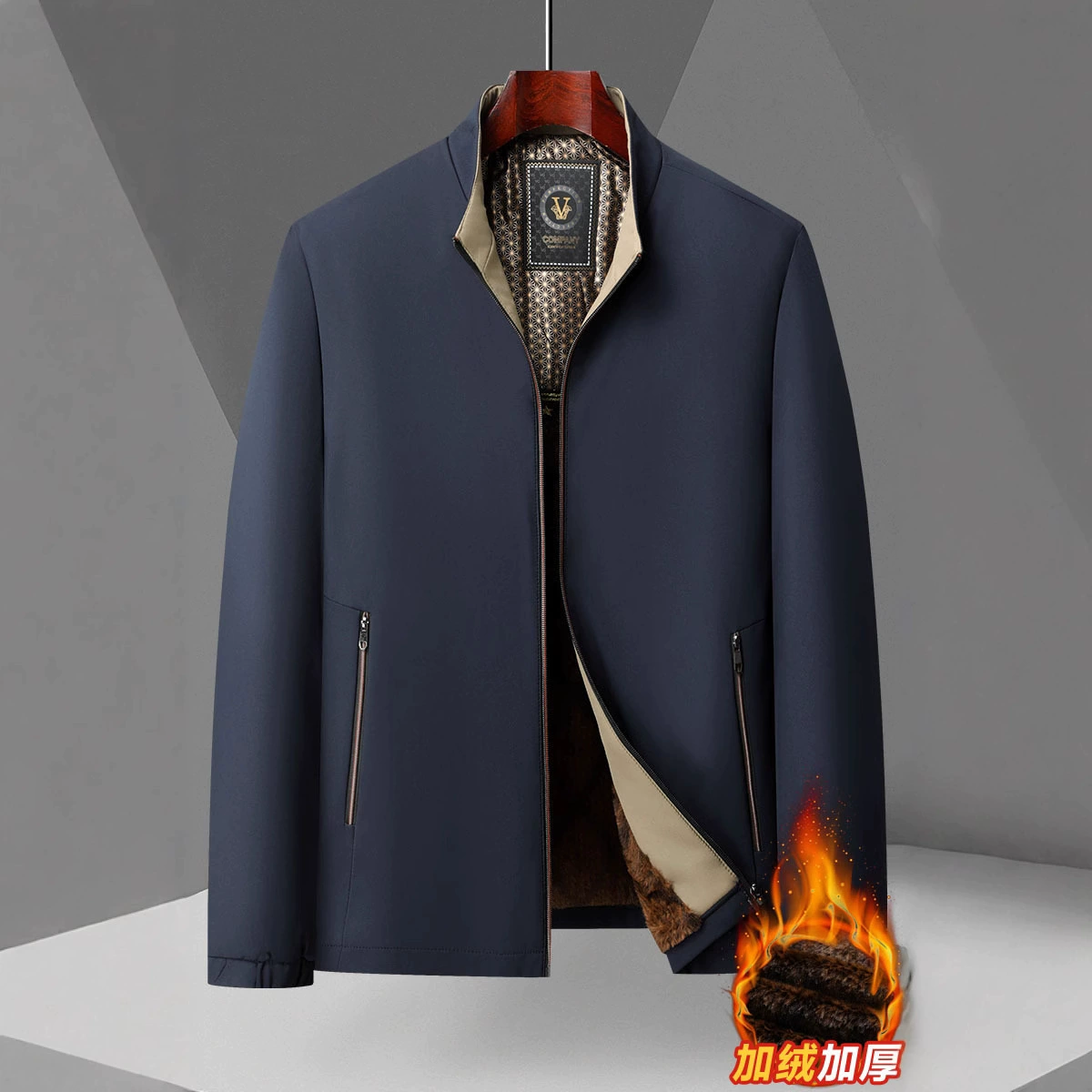 Мужская куртка 2025: новая модель осенне-зимней коллекции, мужское пальто с воротником-стойкой, флисовая повседневная куртка для мужчин среднего возраста, куртка для папы.