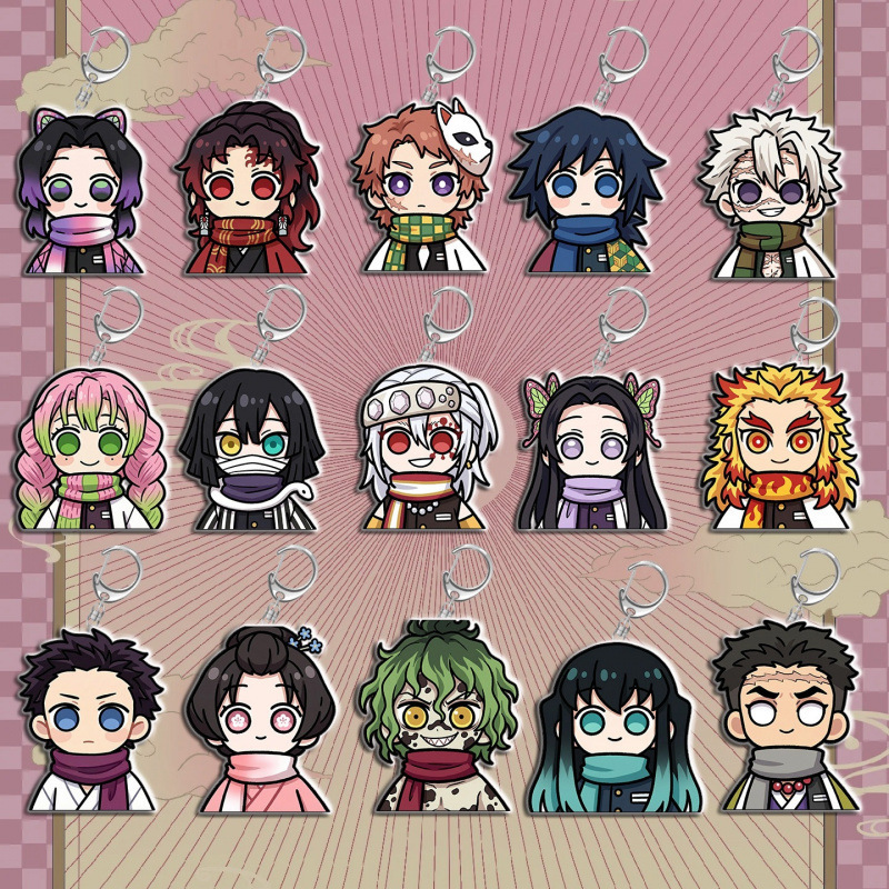 Demon Slayer Cute Scarf Q-Version Acrylic Keychain Pendant Tomioka Giyuu Anime Merchandise Accessory