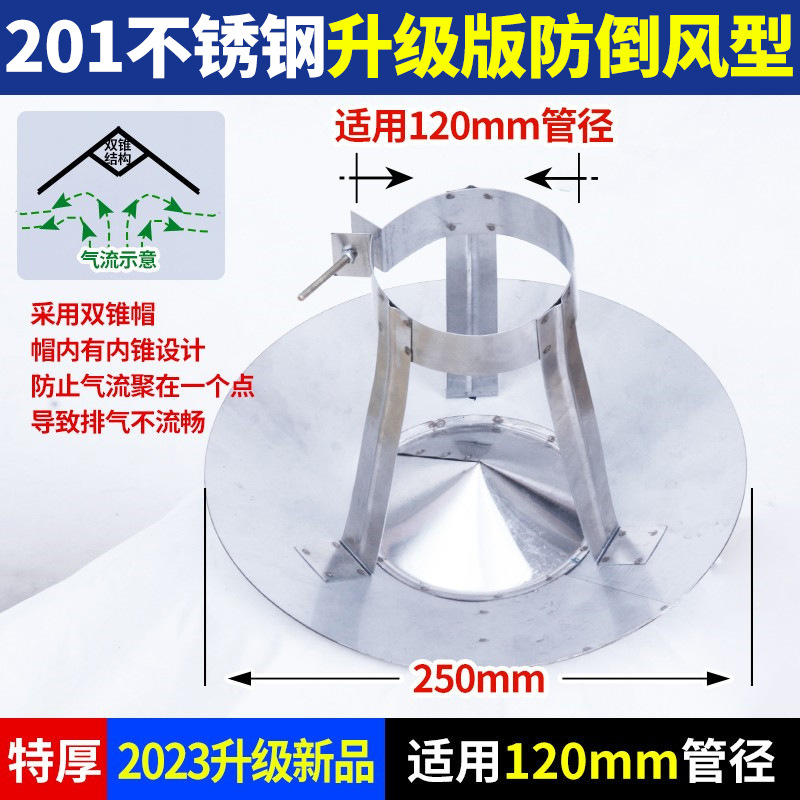 201不锈钢特厚升级版防倒风型120