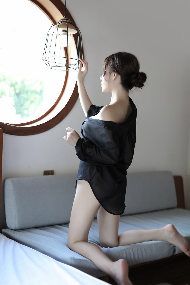 Sheer Chiffon Boyfriend Shirt Lingerie for Women, White Costume Uniform, One Size — detail image 19
