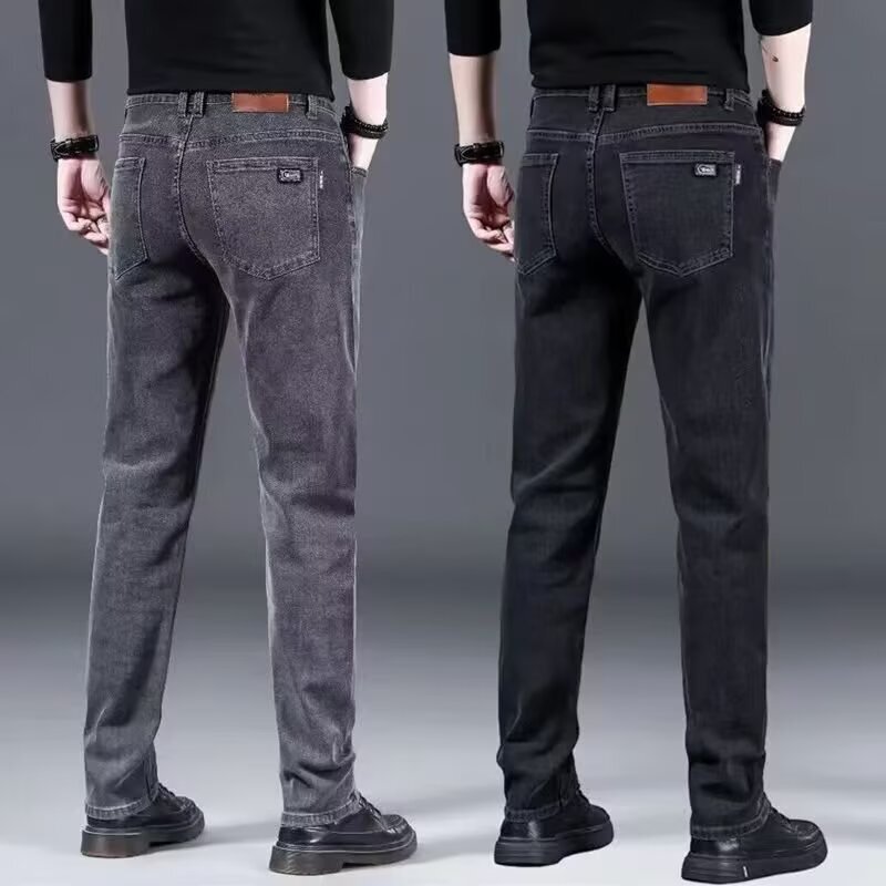 Men's Korean-Style Straight Slim-Fit Business Casual Stretch Jeans Work Pants in Stock