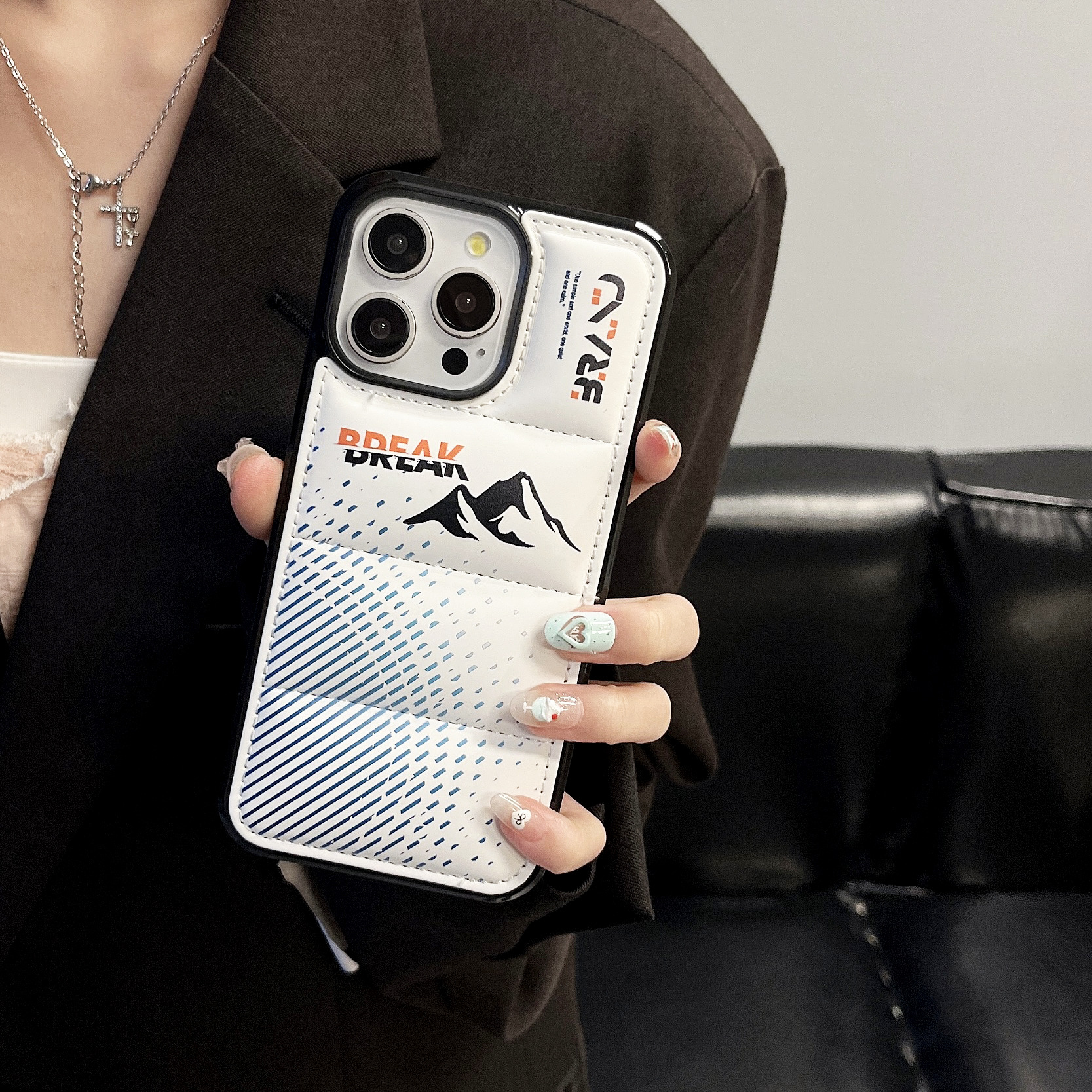 Neue Jahr Mode marke leder gepolsterte unten jacke handy fall_voghion.com