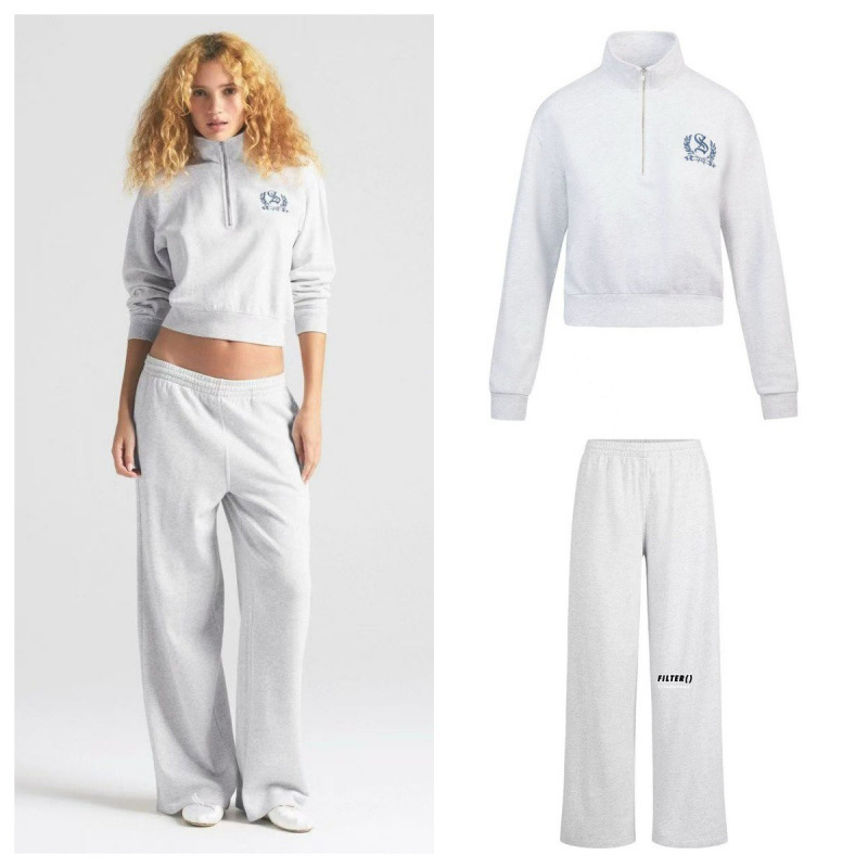 SKIMS カーダシアン レトロ アメリカン プルオーバー スウェットシャツ ストレート パンツ LIGHTWEIGHT FLEECE|undefined