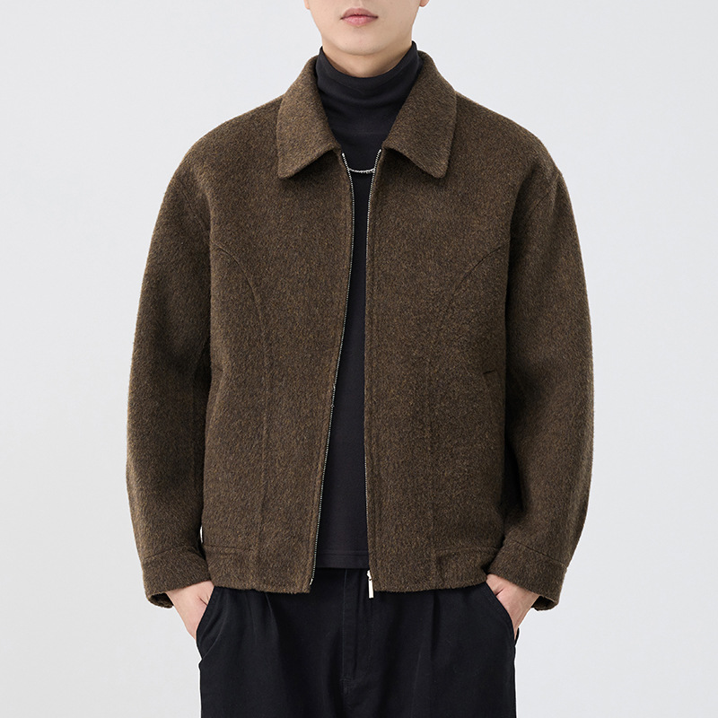 2025 otoño invierno chaqueta de lana hombre doble solapa chaqueta de lana cachemire suelta chaqueta de tamaño grande No