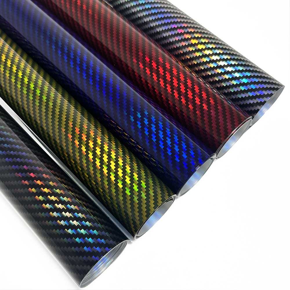 Cross-border new PET9d colorful laser rainbow carbon fiber central control interior sticker rearview mirror full body color change film