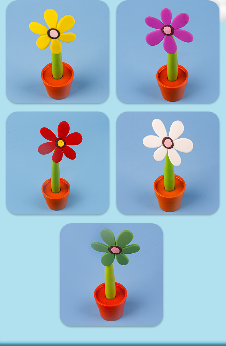 Advertising Set Creative Cute Simulation Cartoon Plant Sunflower Potted Student Learning Writing Stationery Ballpoint Pen display picture 1