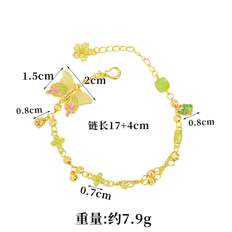 Vietnam oro oro esmalte retro mariposa color pulsera de flores palacio viento no se desvanece joyas fuente al por mayor