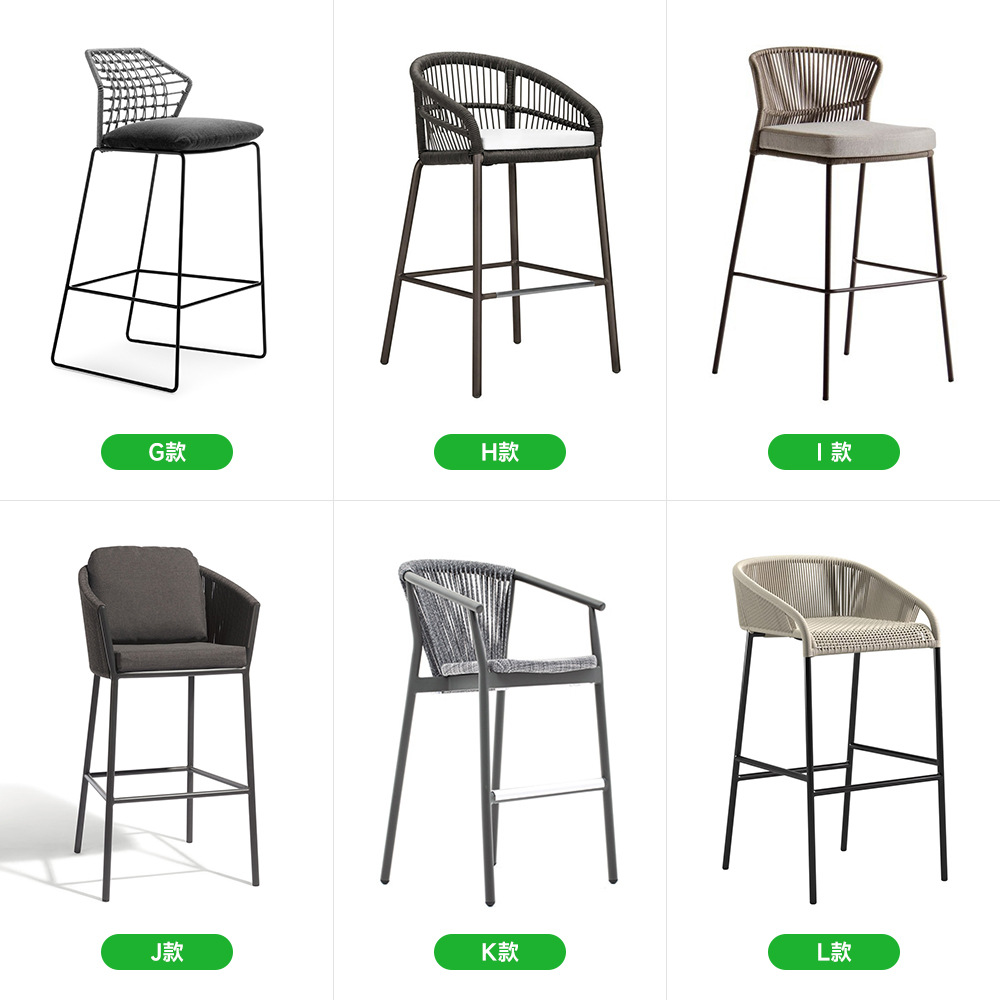 silla de bar al aire libre patio alojamiento creativo muebles de aleación de aluminio al aire libre a prueba de agua silla alta de caña image 2