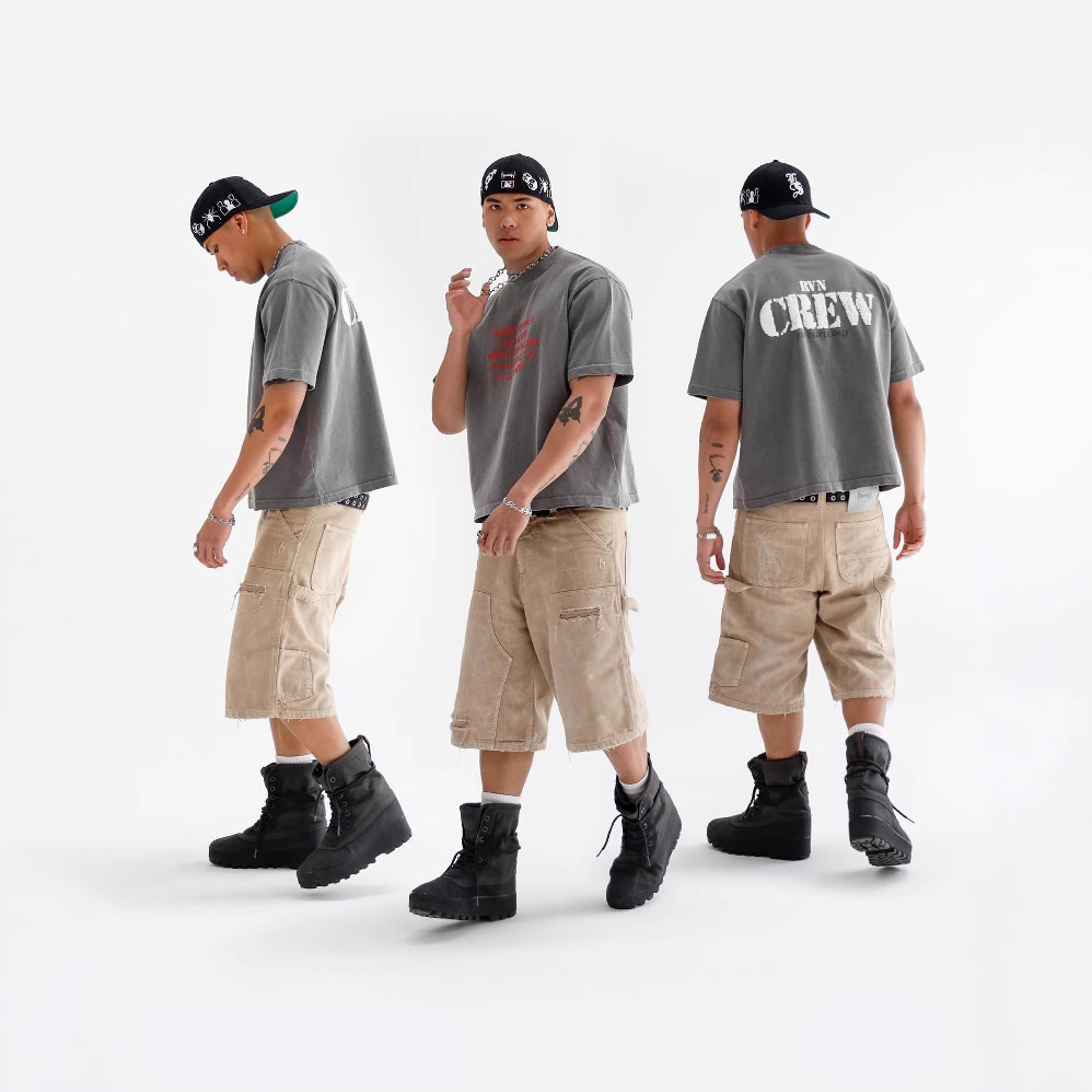 Pantalones Cortos Vaqueros Deslavados de Estilo Hip-Hop Europeo y Americano, Estilo Retro Y2K, Rotos y Holgados para Hombre