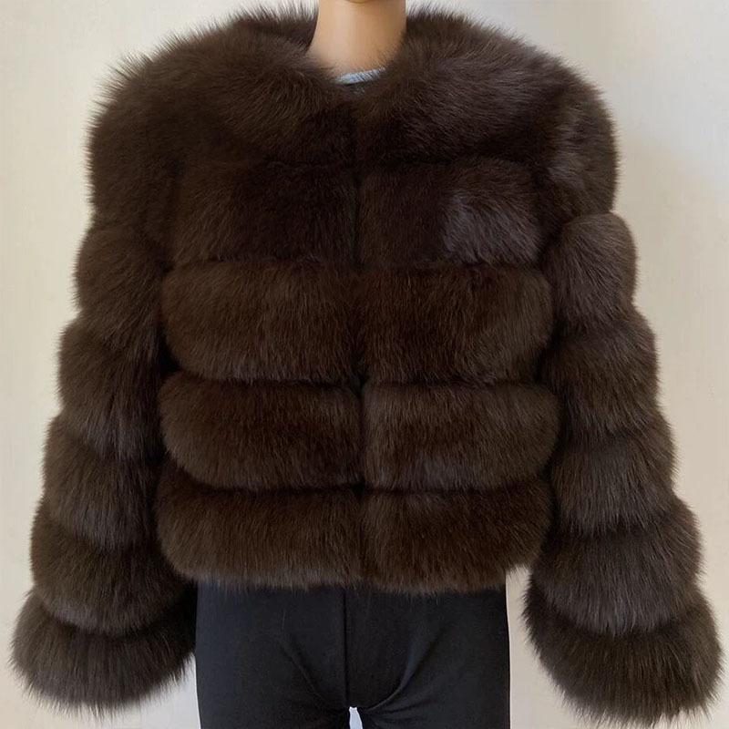 S-6XL Long Sleeve Women's Faux Fox Fur Coat Winter New Fashion Warm High Quality Plush Coat