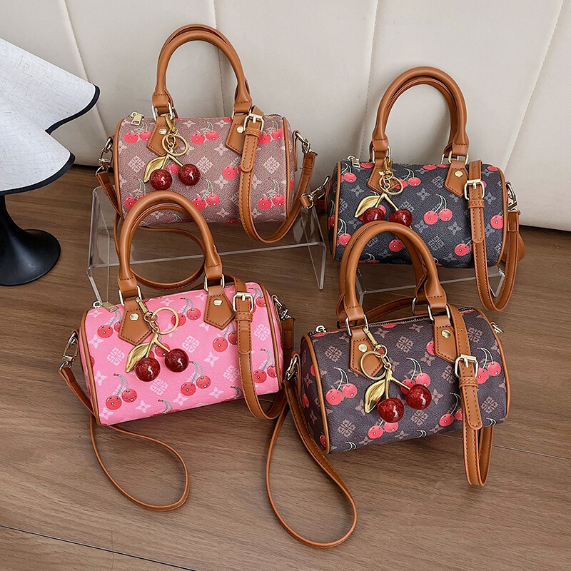 Cute Handbag 2026 New Style Shoulder Bag Cherry Print Boston Bag Pillow Bag Fashionable Crossbody Bag for Women Cute Handbag 2026 New Style Shoulder Bag Cherry Print Boston Bag Pillow Bag Fashionable Crossbody Bag for Women