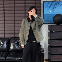 韩版灯芯绒翻领拼接菱格棉服外套女秋冬2025新款显瘦薄款夹棉上衣