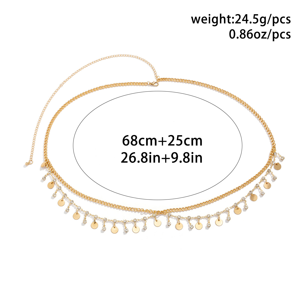 Décontractée Couleur Unie Zircon Le Fer Le Cuivre De Gros Chaîne De Taille display picture 1