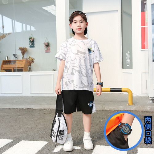 Summer new children's basketball uniform suit for boys and girls sportswear quick-drying short-sleeved shorts for middle and large children two-piece suit