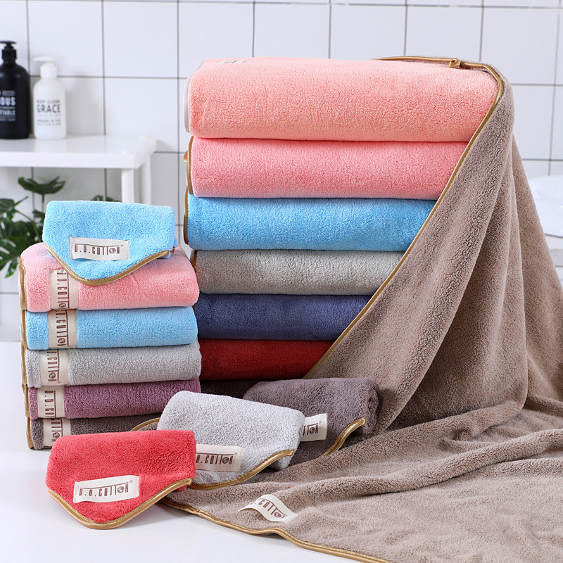 golden Hemming High density Coral towel suit Sets of towels water uptake cosmetology gift Kerchief towel Bath towel Three