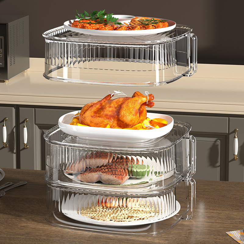 Carefully selected household insulation dish cover multi-layer kitchen transparent pet leftover food cover dust-proof cover dining table cover dish