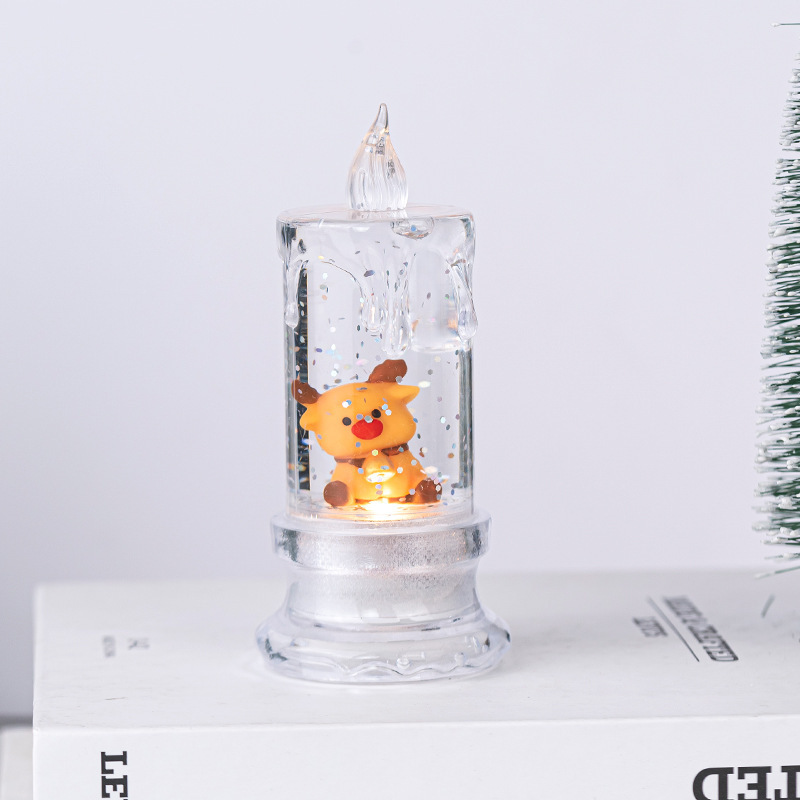 圣诞节仿真发光注水蜡烛创意圣诞树老人雪人麋鹿LED蜡烛摆件礼品|undefined