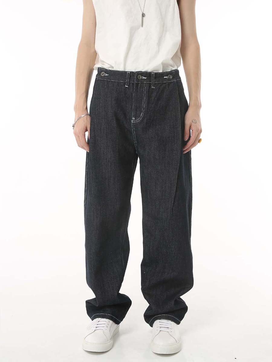 Mtlclothes ropa de Hombre | 2023 otoño nuevo estilo coreano suelto negro y azul abrigo pantalones Denim traje