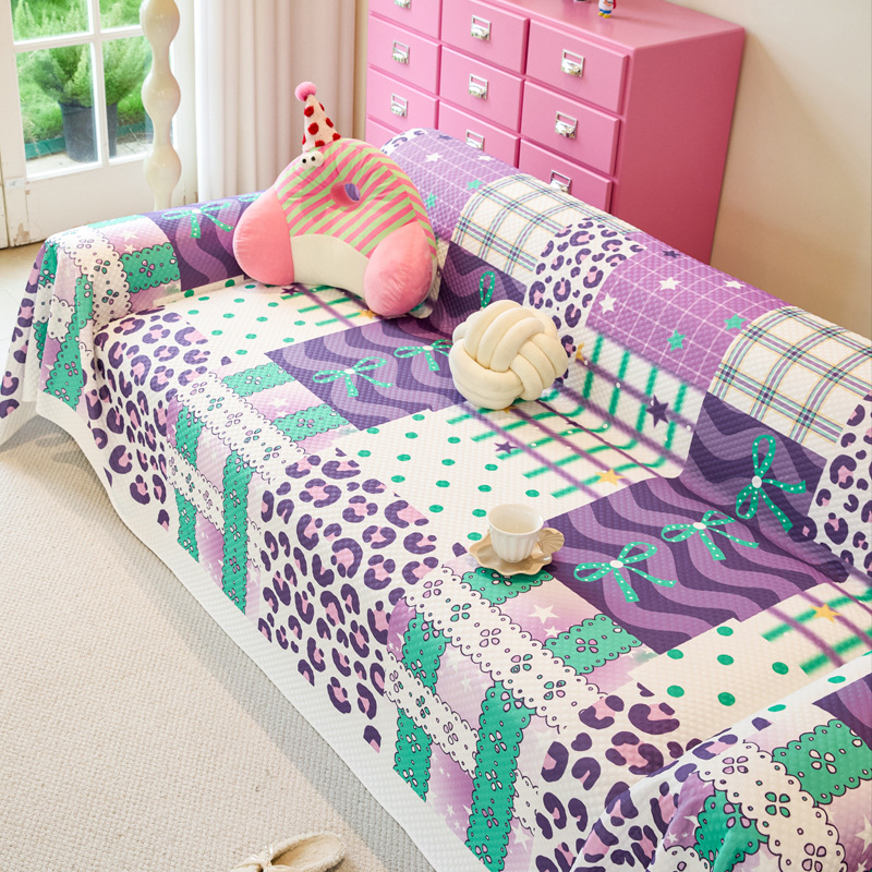 Purple Love Ice Silk, toalla de sofá fresca pequeña, tela de cubierta, nuevo cojín de sofá, funda universal de cubierta completa universal de verano