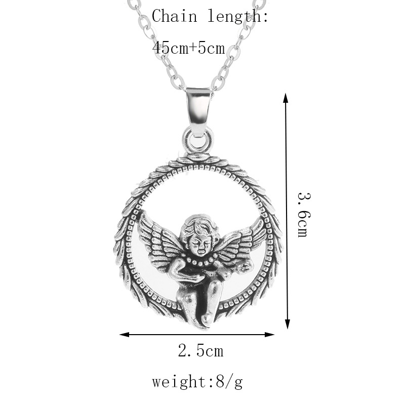 creative cute peace angel geometric pendant alloy necklace female