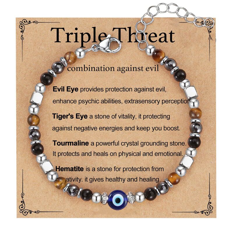 Evil Eye Bracelet Obsidian Magnet Tiger Eye Stone Triple Protection Bracelet Devil's Eye Square Bead Bracelet Evil Eye Bracelet Obsidian Magnet Tiger Eye Stone Triple Protection Bracelet Devil's Eye Square Bead Bracelet