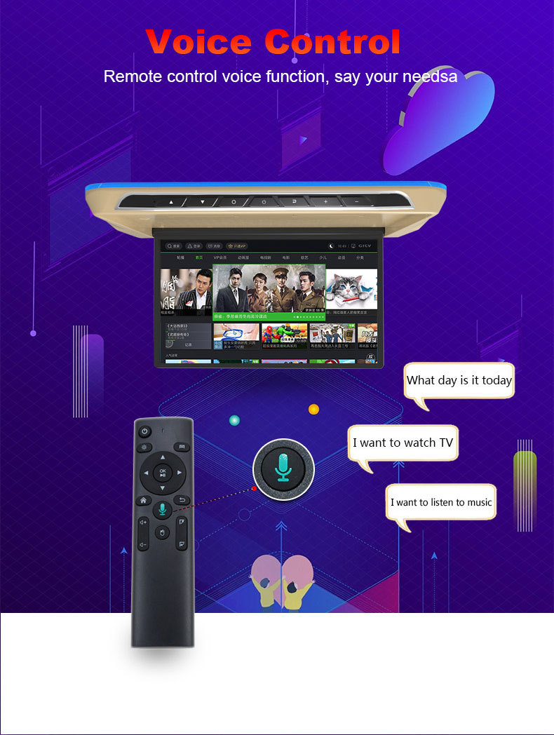 17.3inch Ceiling-mounted Android display 17.3inch Electric ceiling-mounted MP5 display car Android TV