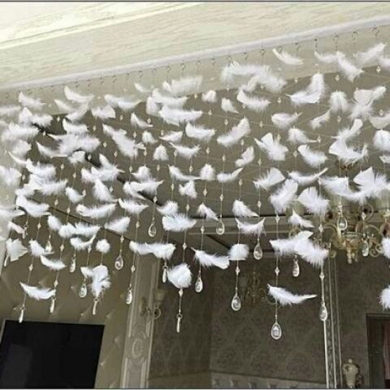 Feather bead curtain, white princess-style partition door curtain, ready-made living room and bedroom door curtain Feather bead curtain, white princess-style partition door curtain, ready-made living room and bedroom door curtain