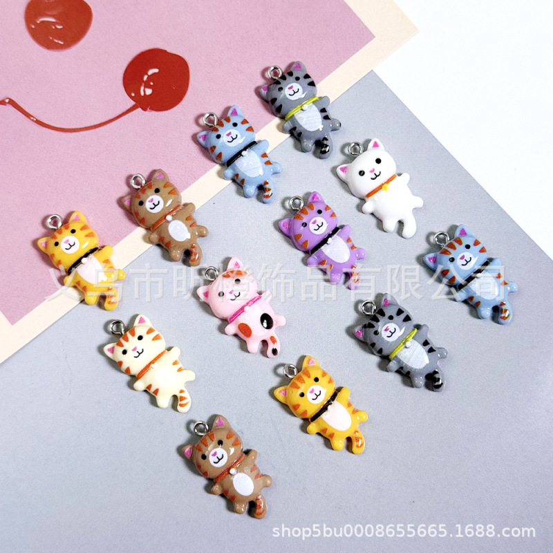 クロスボーダー推奨クリエイティブ漫画樹脂猫ペンダントペンダントジュエリーアクセサリーキーホルダーブレスレットペンダント diy 素材|undefined