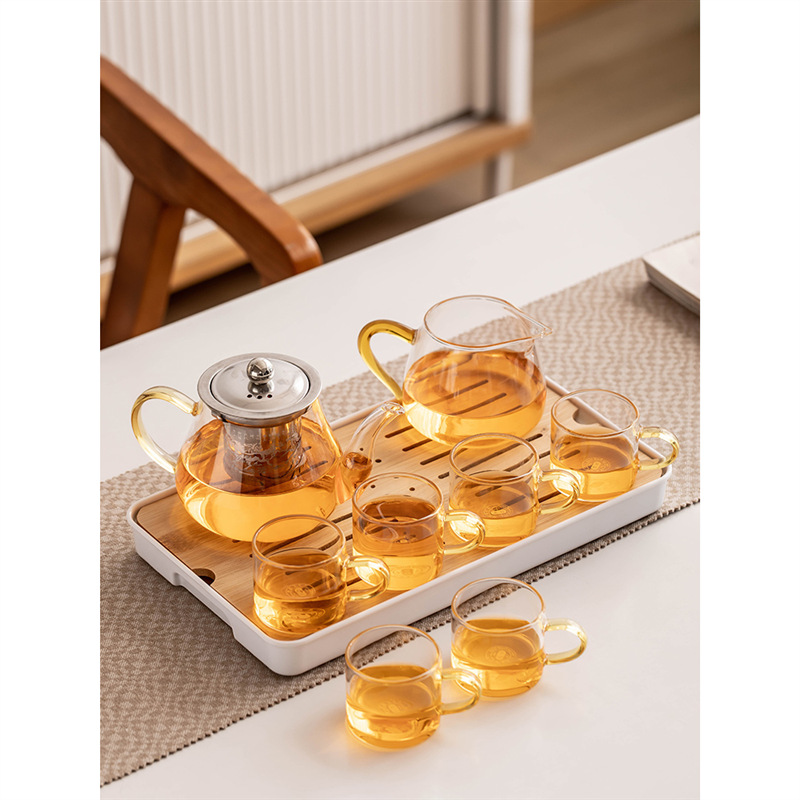 玻璃茶具套装2024新款家用茶杯功夫茶耐高温泡茶壶简约过滤小茶壶