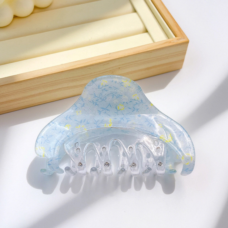 韓国の小さな新鮮な花柄クリップ、透明なニッチなハイエンドのサメクリップ、甘い女の子の多用途のヘアクリップ|undefined