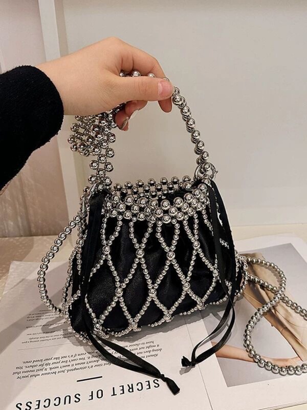 Summer Pearl Woven Bag 2025 New Style Fresh Artistic Girl's All-match Fashion Hollow Shoulder Beach Bag Trendy Summer Pearl Woven Bag 2025 New Style Fresh Artistic Girl's All-match Fashion Hollow Shoulder Beach Bag Trendy
