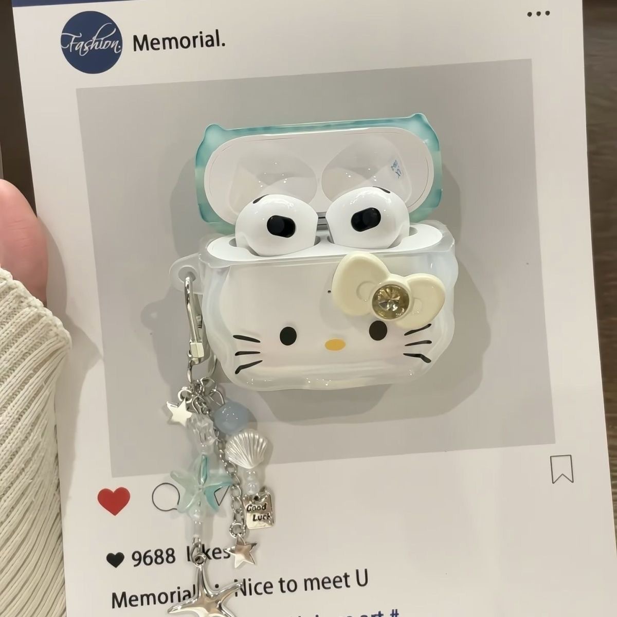 Ins Mint Cartoon Bow KT Cat Airpods 4 Case Apple Pro3 Bluetooth Headset Case