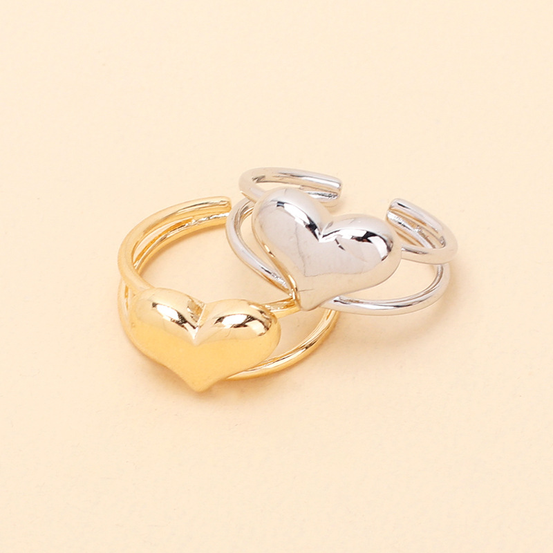 3g Weight Women'S Gender Gold, Silver Color Simple Heart Alloy Open Ring Wholesale 6