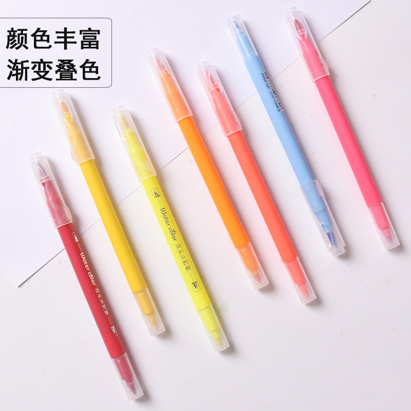 ソフトヘッド双頭水彩ペンシングルモノクロブルー水彩画イエローカラーブラックバルク卸売大容量|undefined