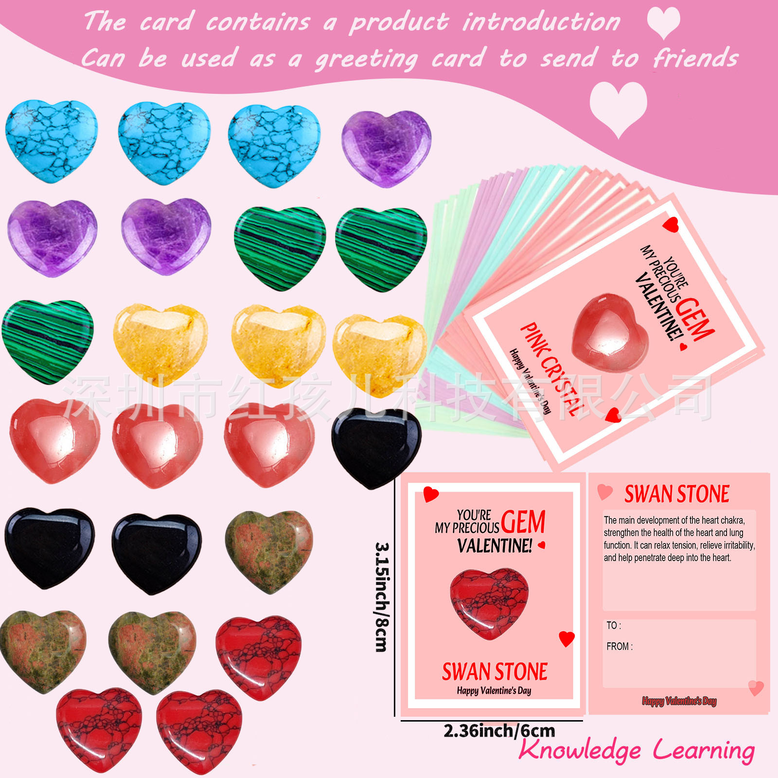 Regalos de San Valentín Combinación creativa San Valentín Gema natural Cristal Rock Mineral-Adecuado para padres y parejas