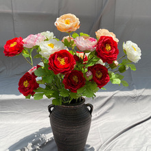 仿真绢布植物花 假花批发市场单支3头巴西陆莲餐桌摆放软装装饰