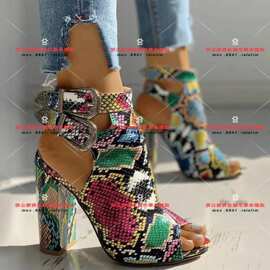 外贸新款鱼嘴人造pu欧美女式凉鞋侧拉链凉靴增高超高跟女鞋M95