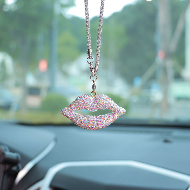 Letter bow clay car interior accessories pendant ladies rhinestone car rearview mirror pendant pendant
