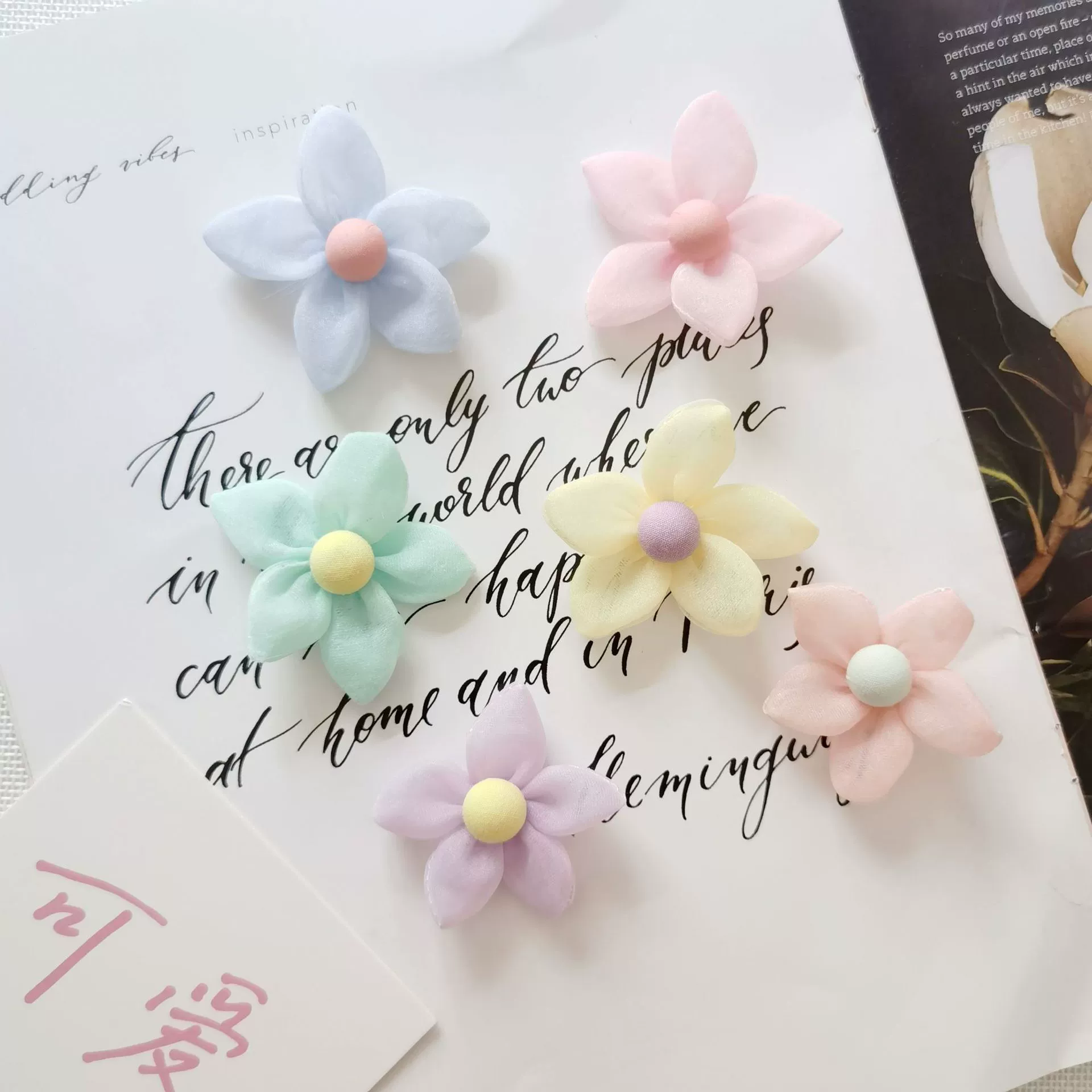 Cloth, hair accessory lapel pin, flowered, DIY