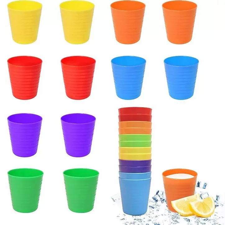 加厚彩色塑料水杯叠叠杯儿童耐高温随手杯家用儿童单层便携饮料杯