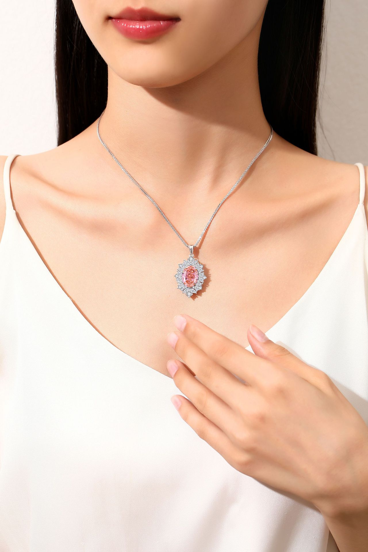 Spring Ring Trigger Clasp Closure Clasp Closure Type 1 Piece 925 Sterling Silver Geometric Zircon High Carbon Diamond 925 Sterling Silver Cable Chain Pendant Necklace