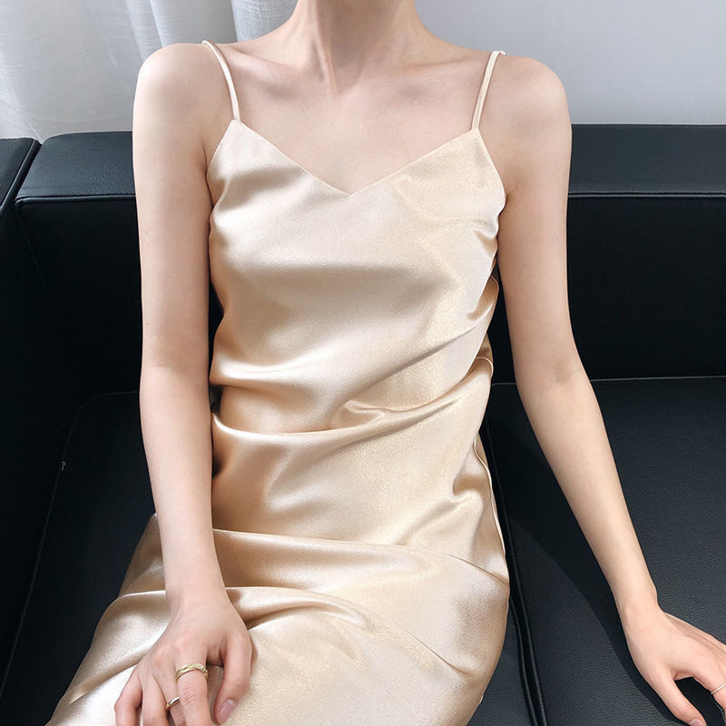 European American Foreign Trade 2026 New Satin Camisole For Women, V-neck, Elegant And Slimming, Suitable As A Base_ecoleips.com
