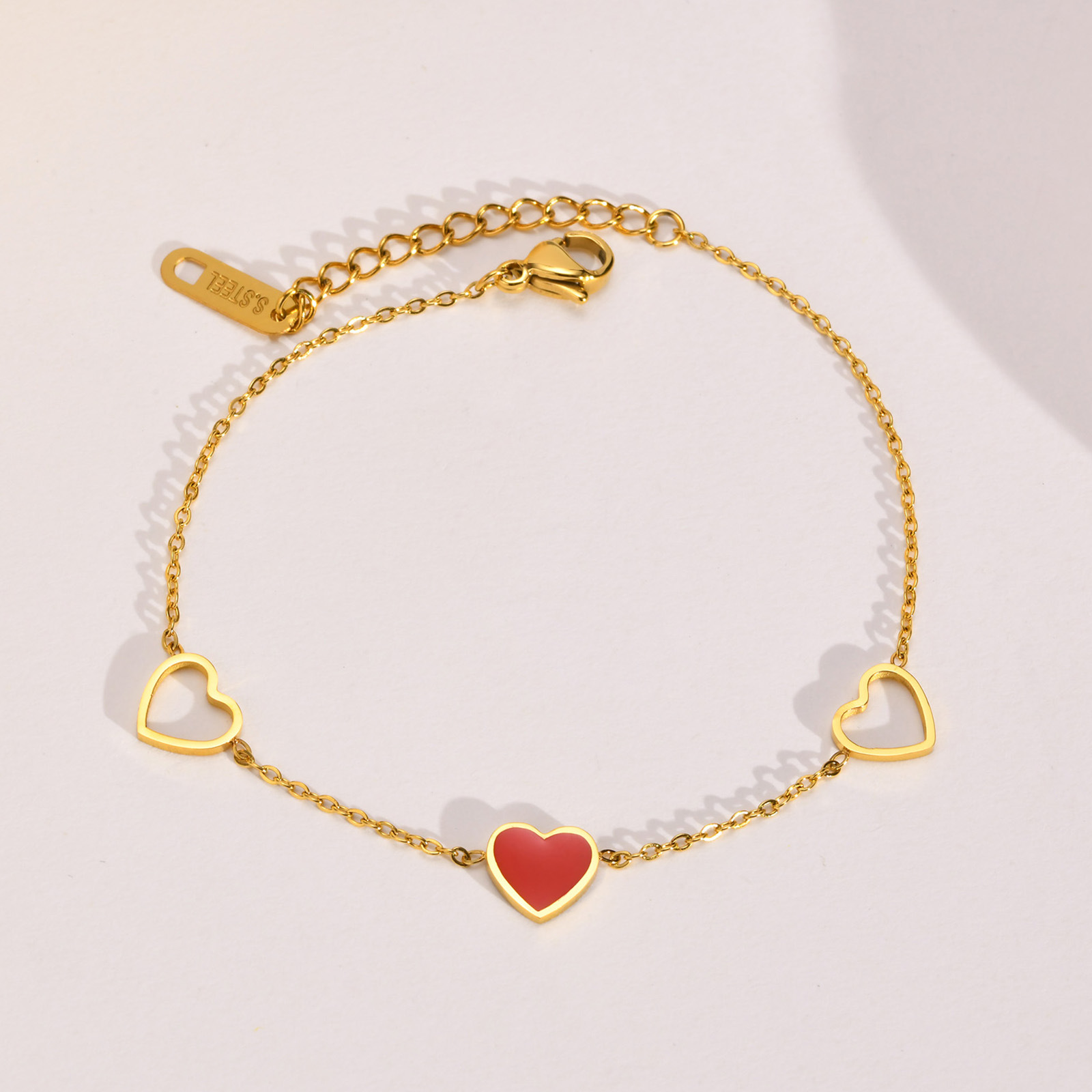 201 Stainless Steel Material Heart Shape Pattern Simple Style Heart Shape 201 Stainless Steel Stainless Steel Bracelets In Bulk