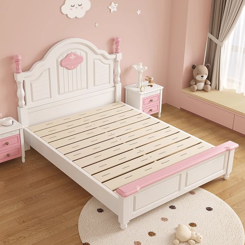 American Solid Wood Kidsren's Bed Modern Simple Home Bedroom Small Apartment 1.2m Pink Single Teen Girl Bed