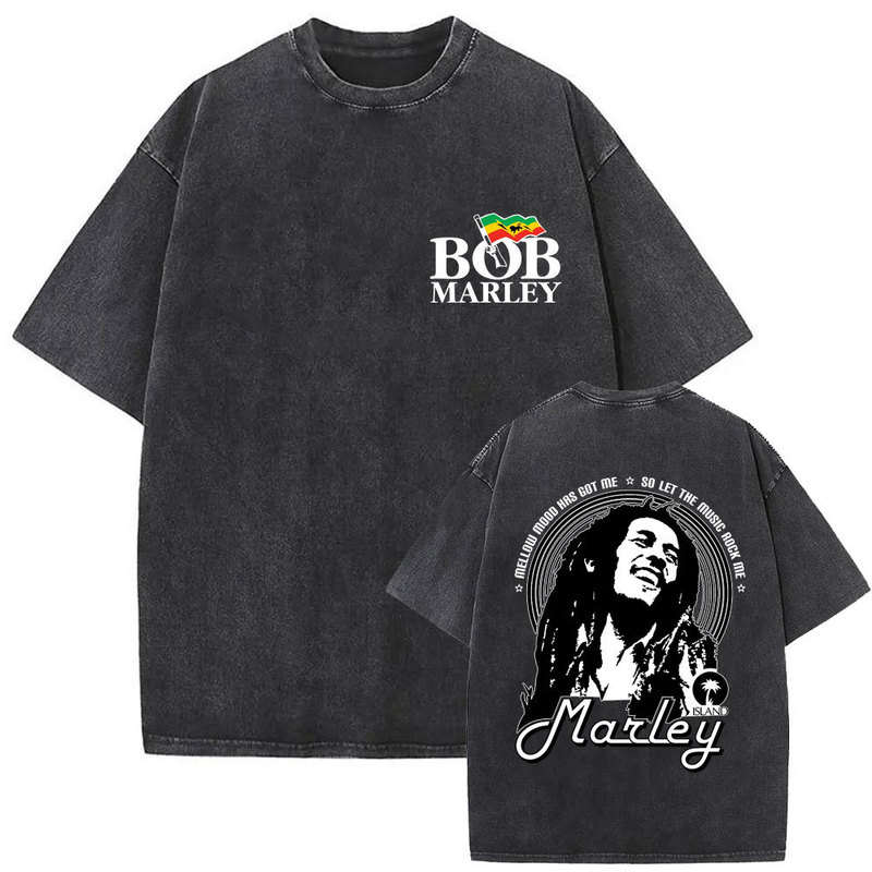 Washed Vintage Bob Marley Graphic T-Shirt, Men'S, Women's Retro Reggae Music Streetwear, Male Washed Vintage Bob Marley Graphic T-Shirt, Men'S, Women's Retro Reggae Music Streetwear, Male